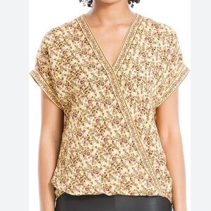 Max Studio Women's Crepe Cuff Sleeve Shirtale Wrap Top